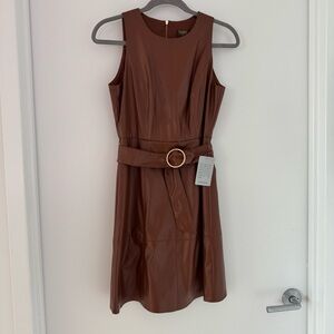 Taylor Brown Sleeveless Sheath Dress Crew Neck Mini